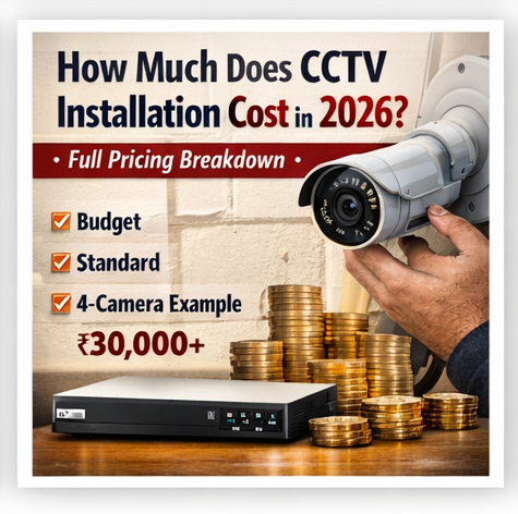 CCTV installation cost breakdown showing camera prices, DVR/NVR costs, and installation charges.
